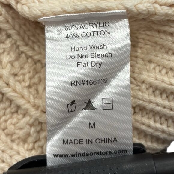 Windsor Open Back Tie Sweater‎ M | Chunky Cable Knit Cream Tan Fall Cozy NWT - Picture 5 of 5